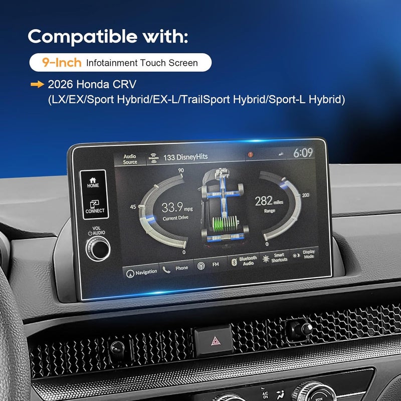 LFOTPP For 2026 CRV Screen Protector (WITHOUT Track Buttons)CRV Accessories 2026 Honda CRV (LX/EX/Sport Hybrid/EX-L/TrailSport Hybrid/Sport-L Hybrid)9 Inch Navi Touchscreen [Matte Glass] 2026 Anti-Glare Matte 9H Glass* - Image 3